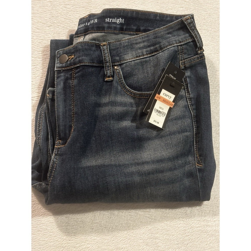 NEW Crown & Ivy‎ Jeans Women's Size 14WR Regular Curvy Blue Distressed